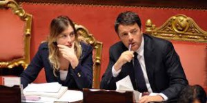 Matteo Renzi con Mariaelena Boschi in Senato