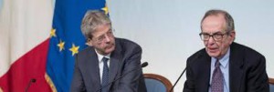 Il premier Gentiloni e il ministro dell'Economia Padoan